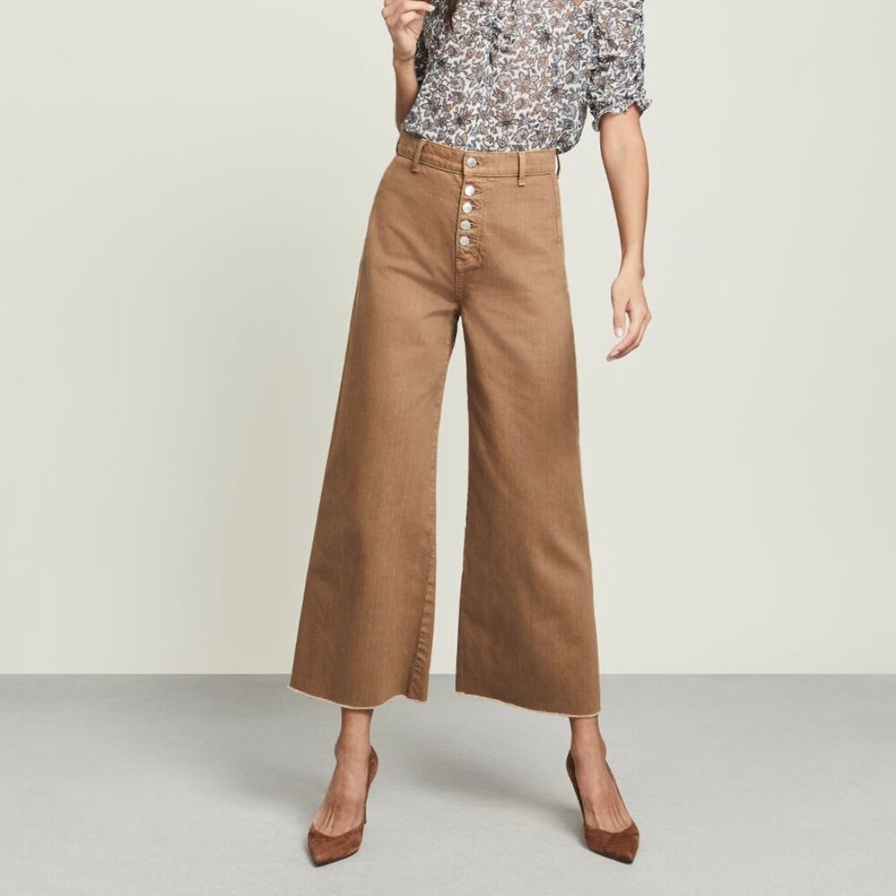 Veronica Beard Grant Wide Leg Jeans. Size 27 in Ochre.